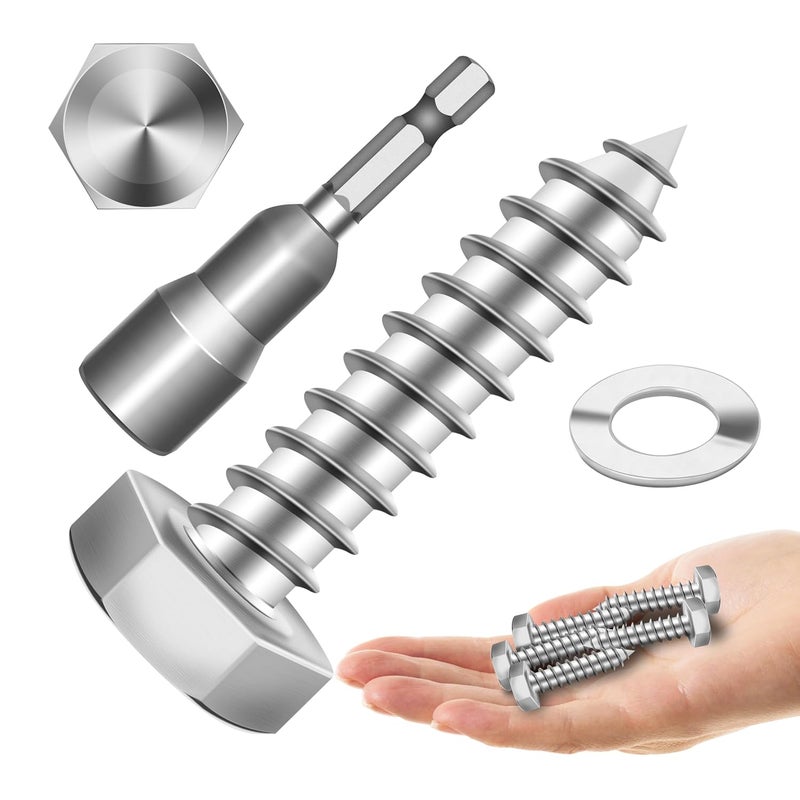 MYWISH (20Sets) 1/4" x 1-1/4" Hex Head Lag Bolts, Heavy Duty Lag Screws with Washers, 304 Stainless Steel Bolts 18-8, Lag Screws Wood Screws, Partial Thread Bright Finish, 1/4 Bolt by - Image 1